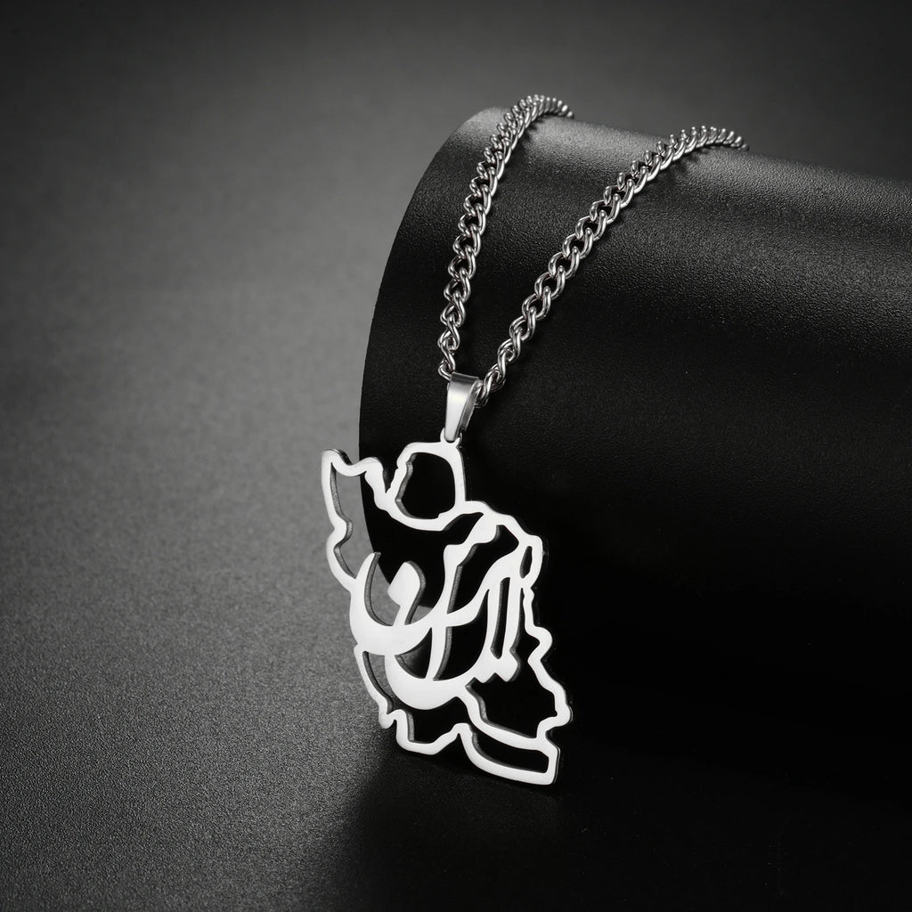 Silver angel pendant necklace on a dark background