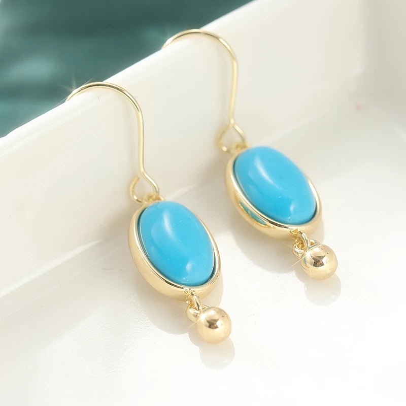 Oval Turquoise Dangle Earrings