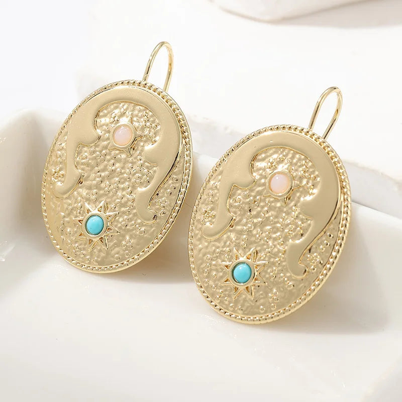 Vintage Ornate Turquoise Earrings