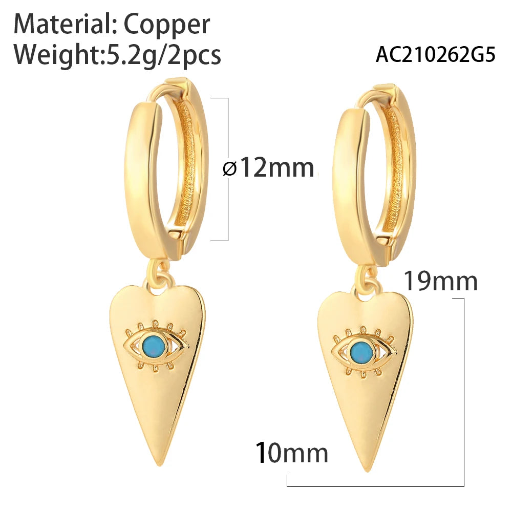Evil Eye Heart Hoop Earrings