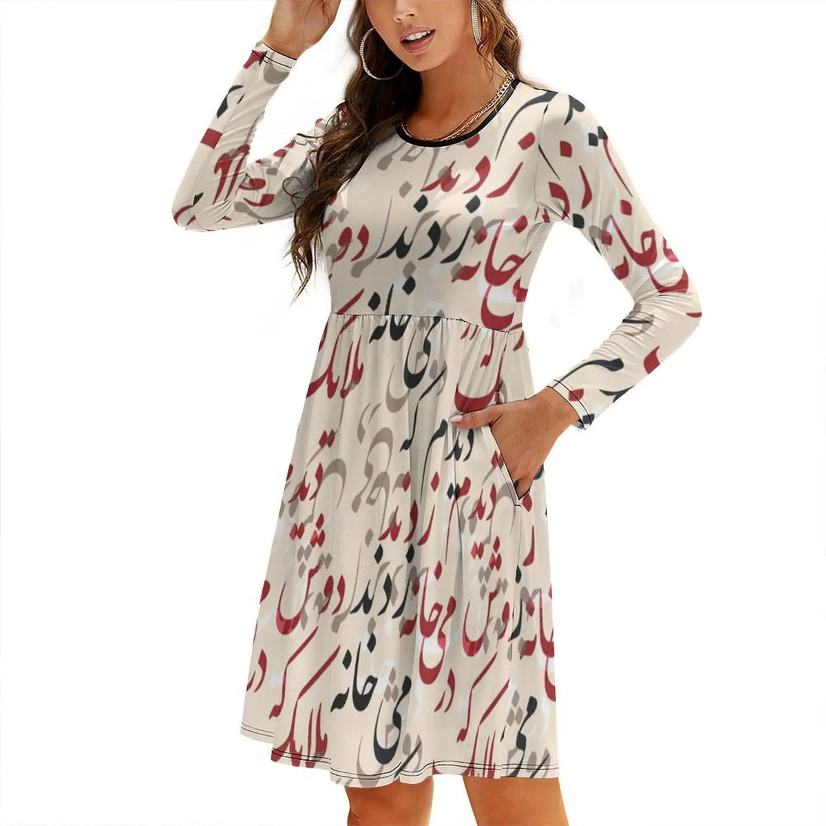 Hafez Poem Calligraphy Dress by Adrissa Design — view 10