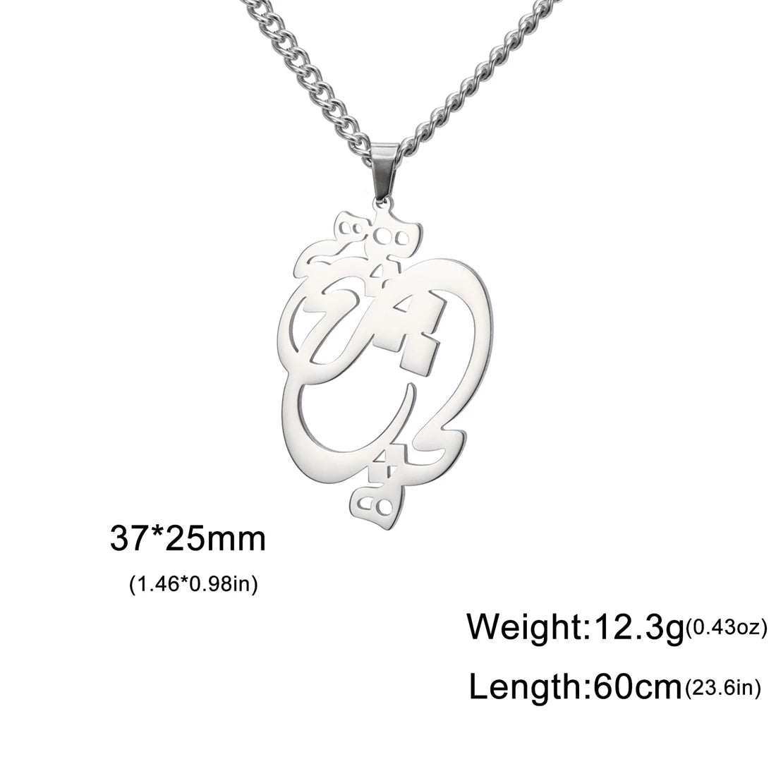 Silver necklace with a pendant on a white background