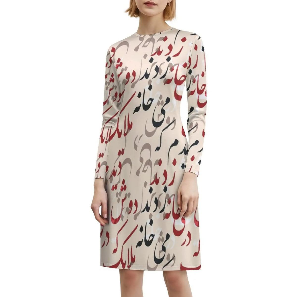 Hafez Poem Calligraphy Dress by Adrissa Design — view 6