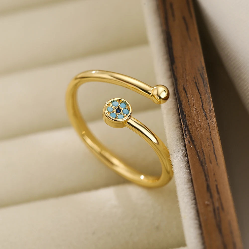 Crystal Evil Eye Cross Ring