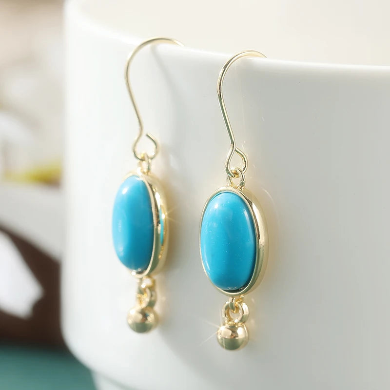 Oval Turquoise Dangle Earrings