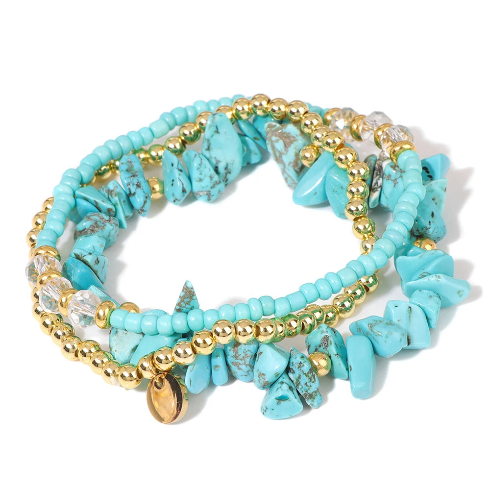 Turquoise Chip Bead Bracelet Set by Adrissa Design — view 8