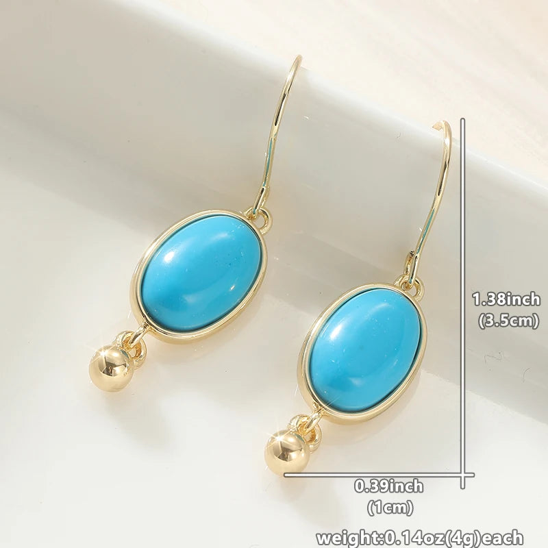 Oval Turquoise Dangle Earrings