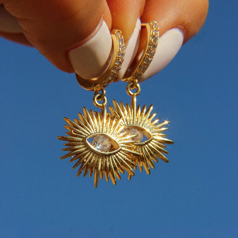 Evil Eye Heart Hoop Earrings