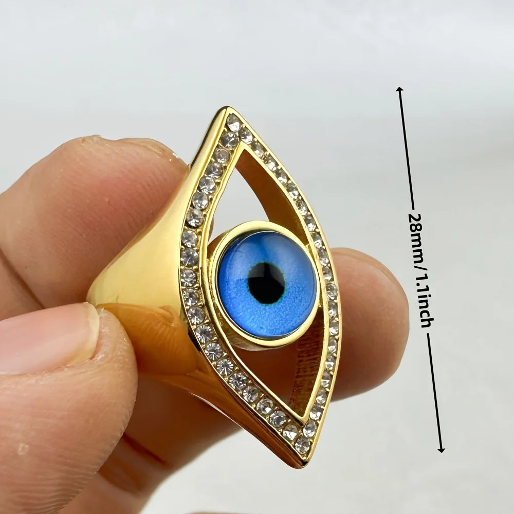 Gold Evil Eye Rhinestone Ring