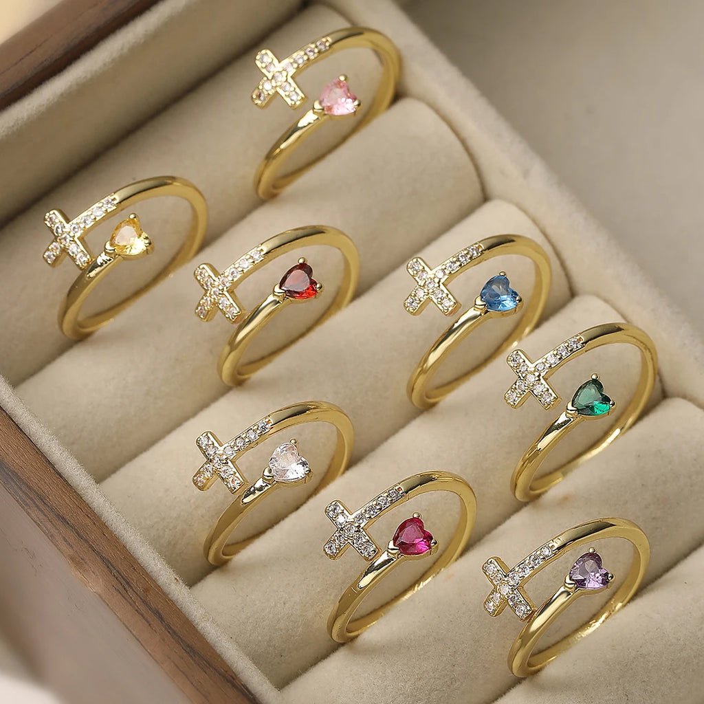 Crystal Evil Eye Cross Ring