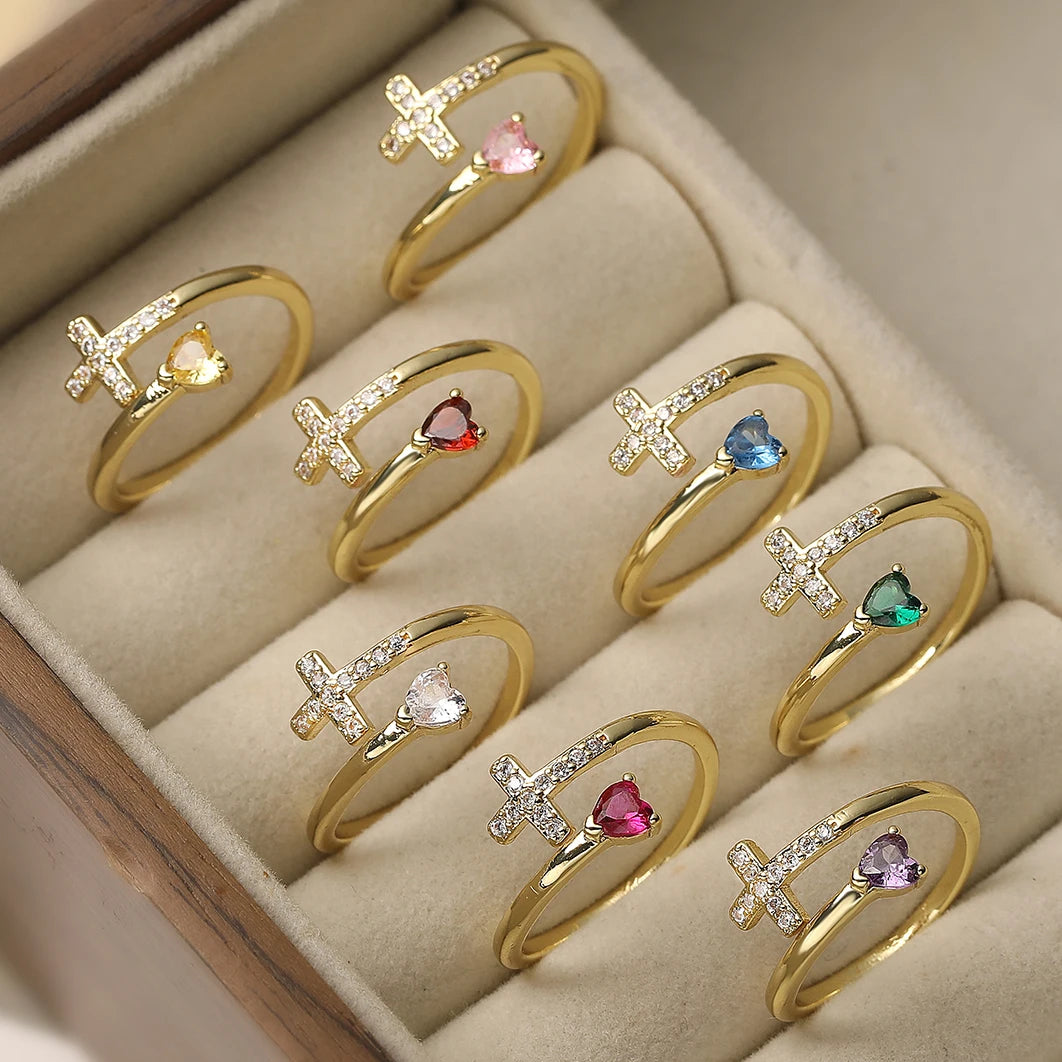 Crystal Evil Eye Cross Ring