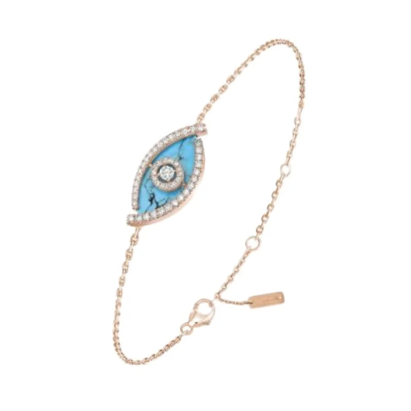Rose Gold Evil Eye Charm Bracelet