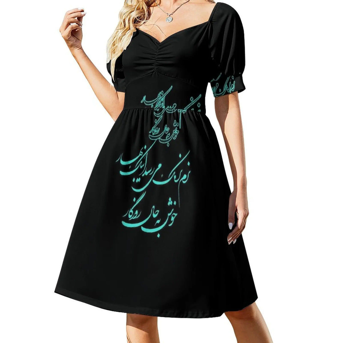 Norouz Poem Calligraphy Dress by Adrissa Design — view 2