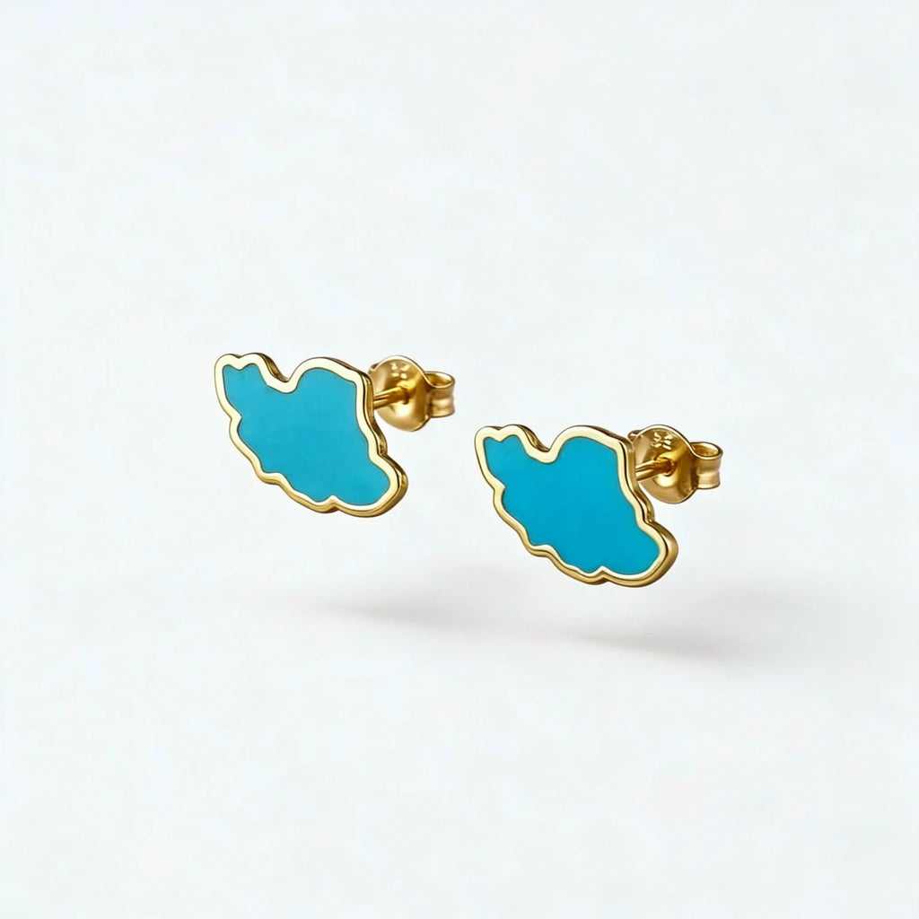Iran Map Turquoise Stud Earrings