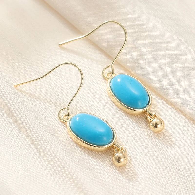 Oval Turquoise Dangle Earrings