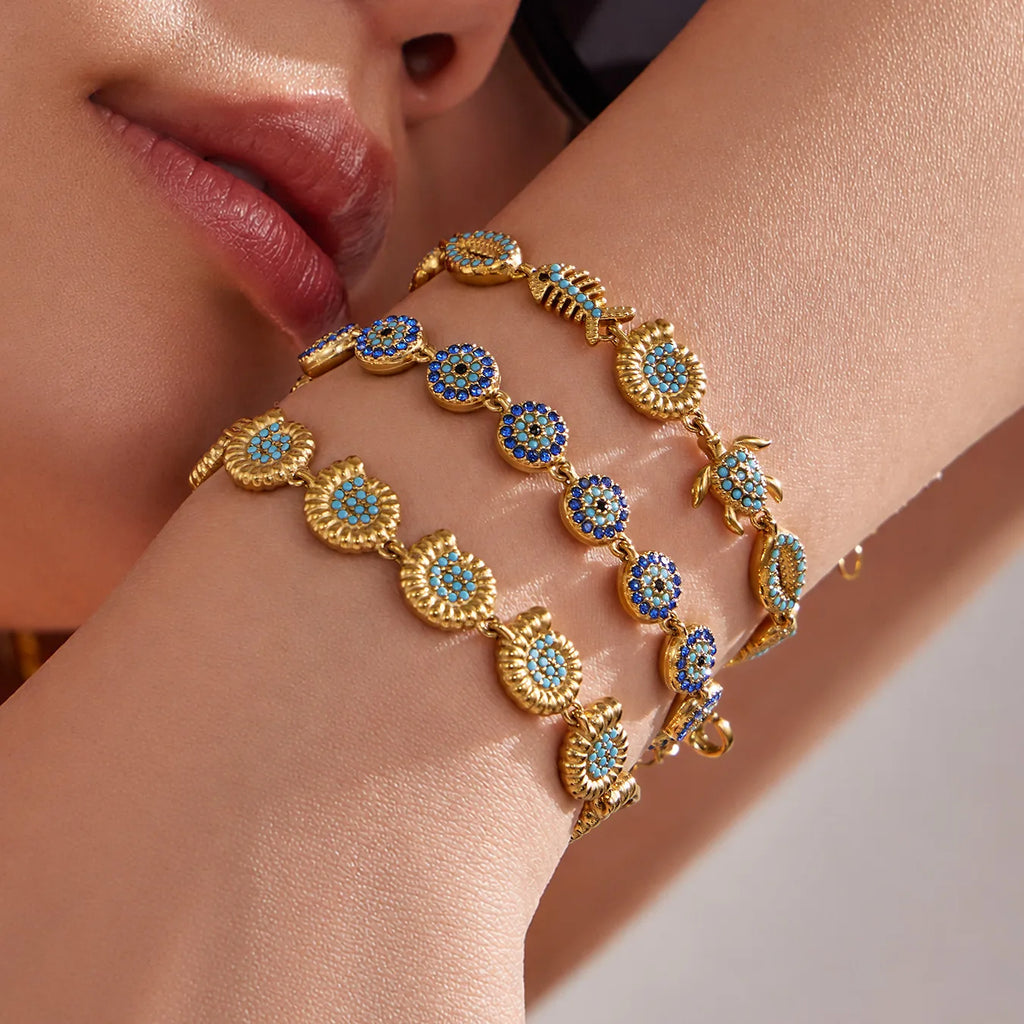 Turquoise Evil Eye Fish Chain Bracelet