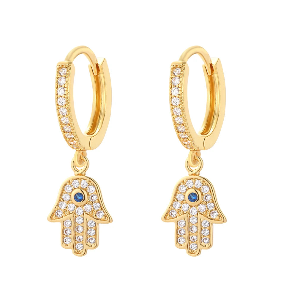 Evil Eye Heart Hoop Earrings by Adrissa Design — view 3