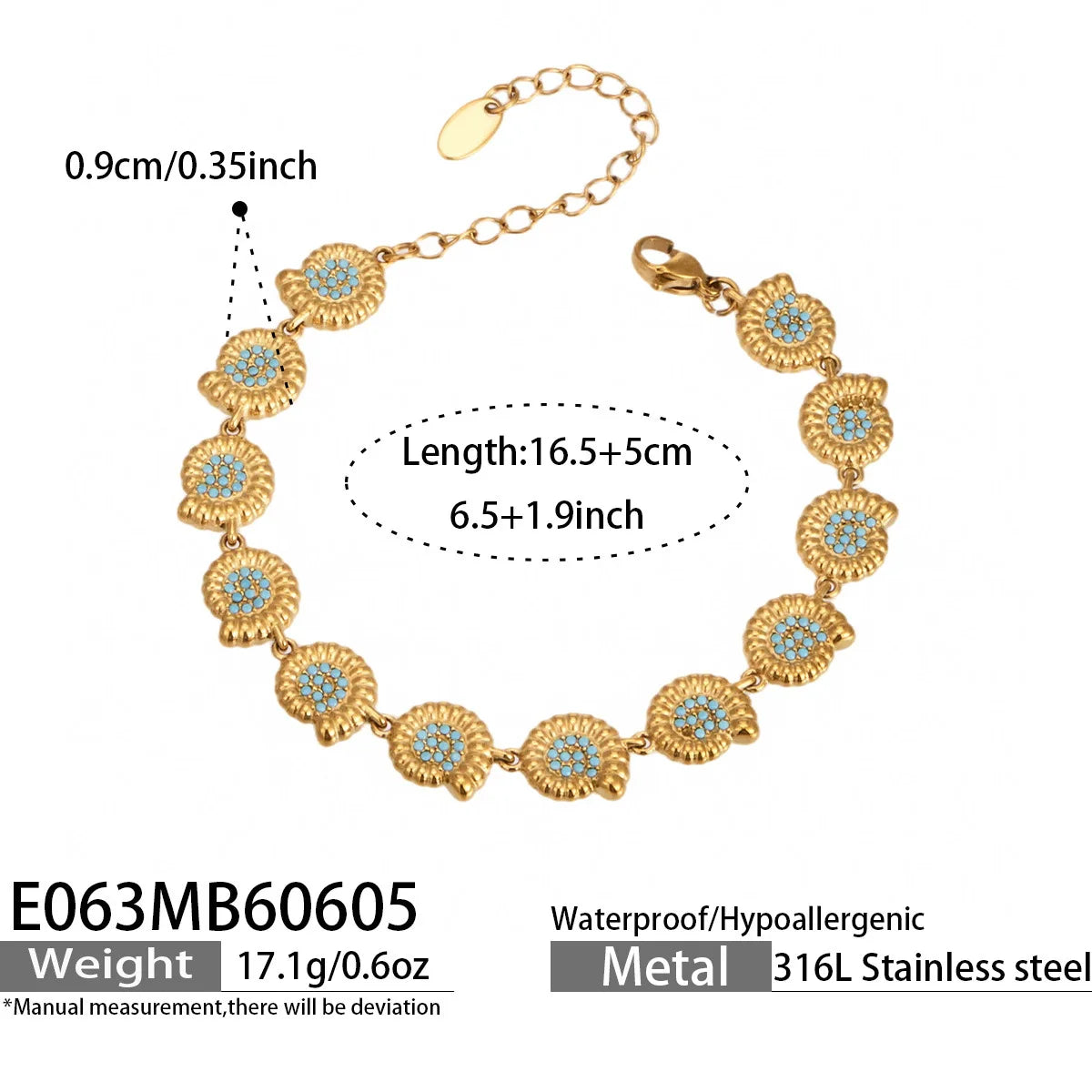 Turquoise Evil Eye Fish Chain Bracelet