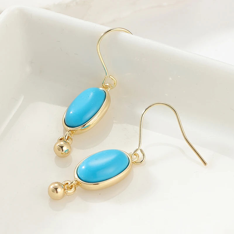 Oval Turquoise Dangle Earrings