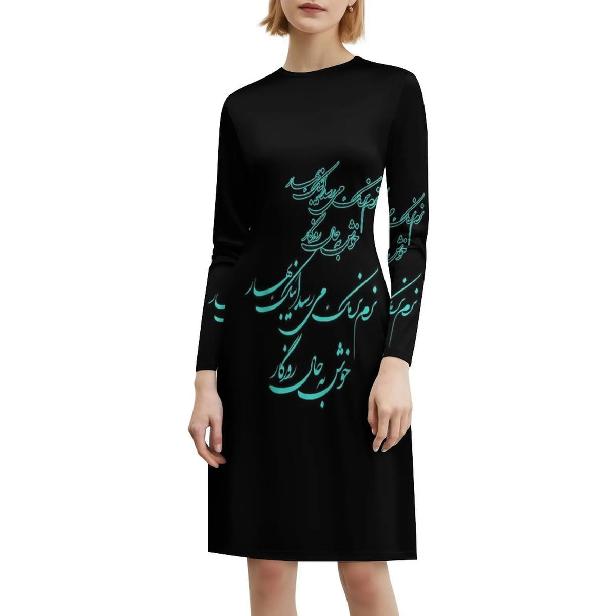 Norouz Poem Calligraphy Dress by Adrissa Design — view 6