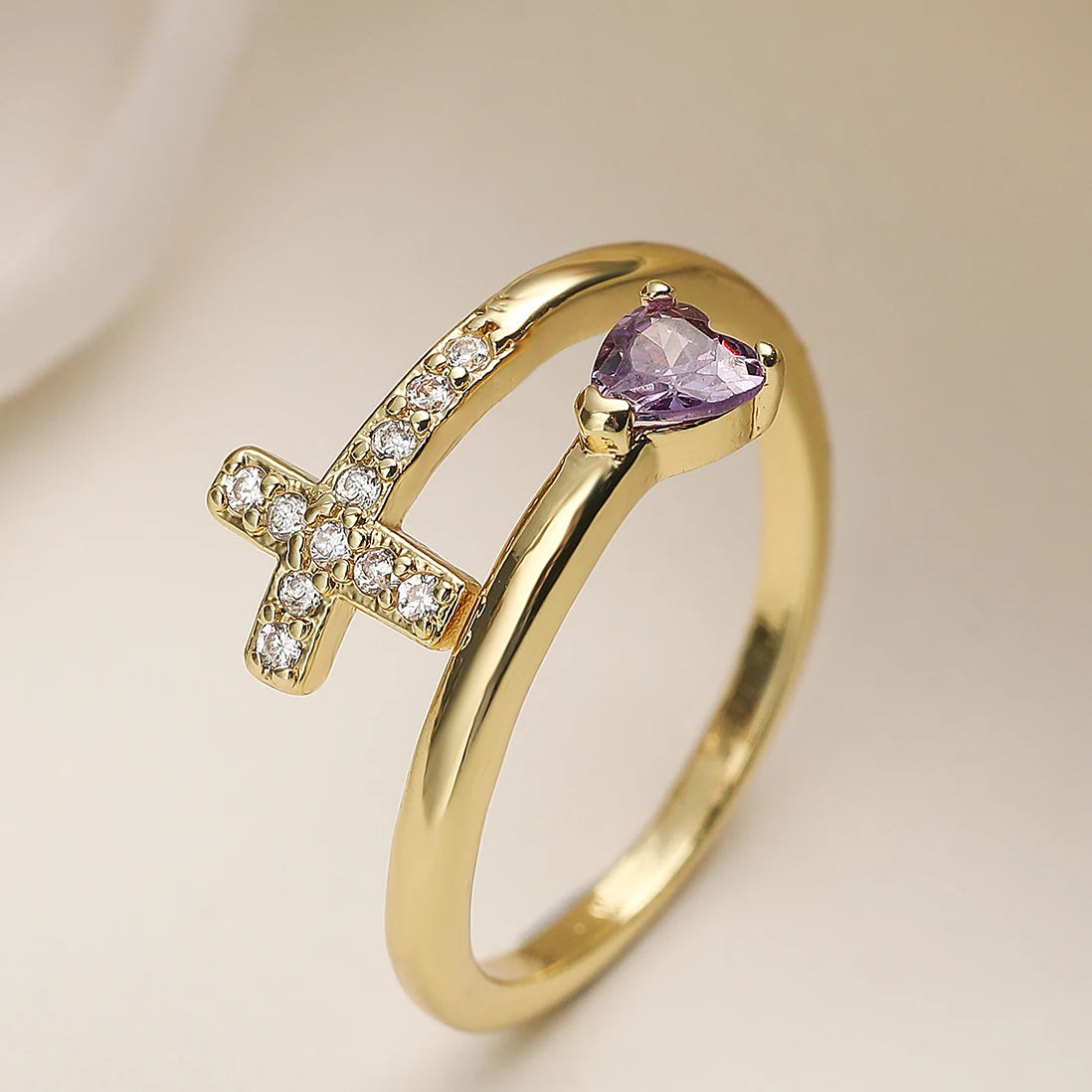 Crystal Evil Eye Cross Ring