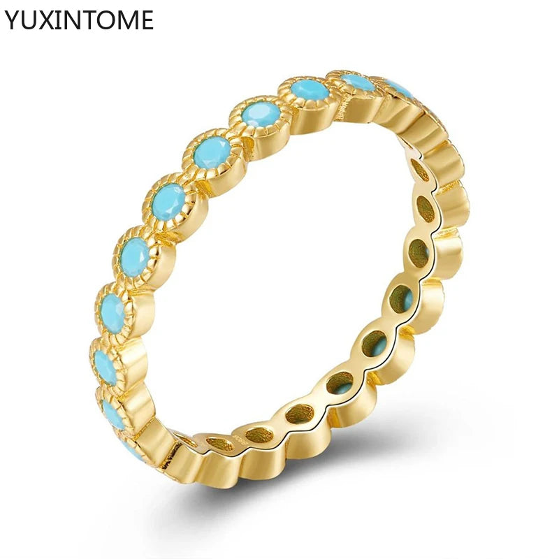 Turquoise Crystal Gold Ring