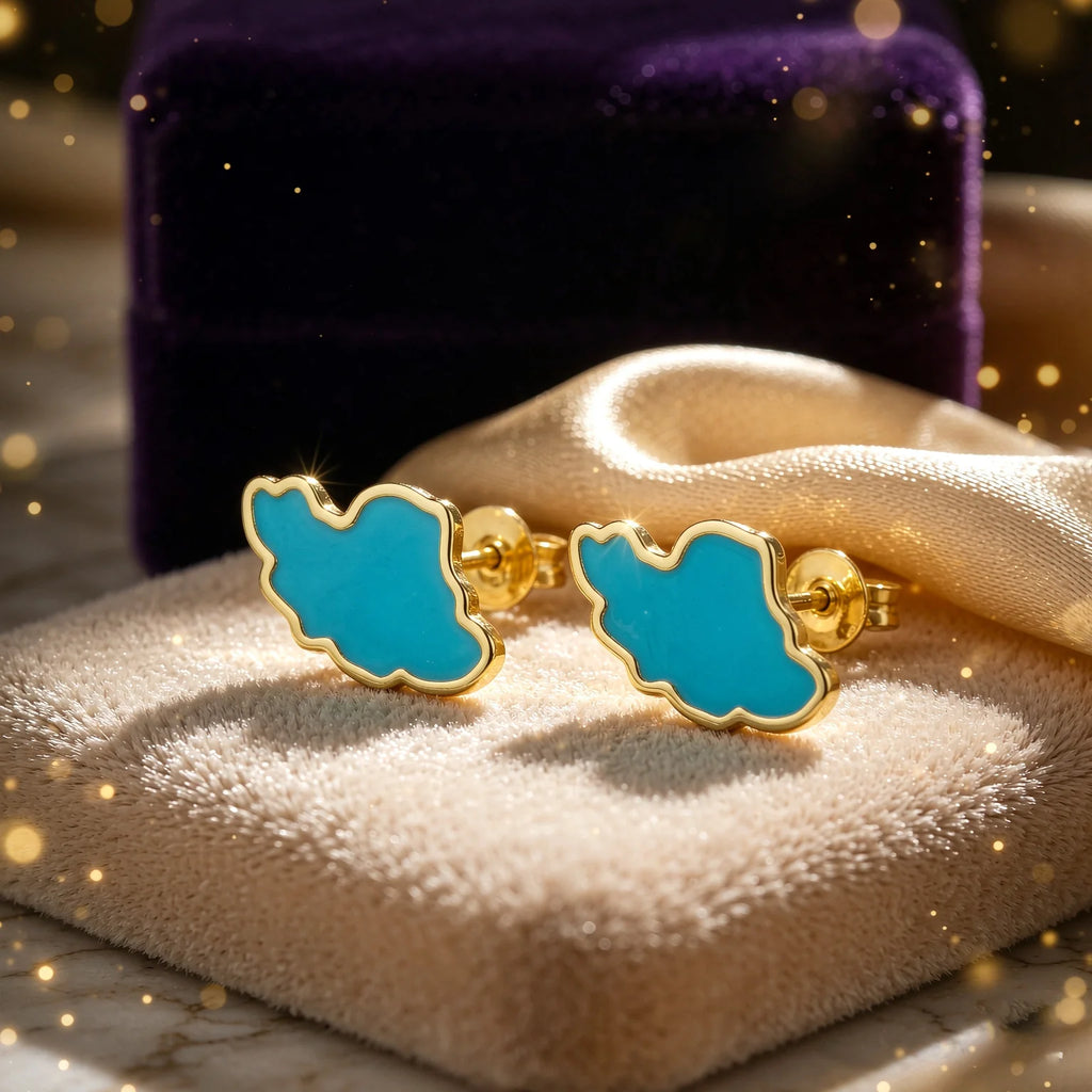Iran Map Turquoise Stud Earrings