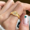 Evil Eye Signet Ring with Crystal