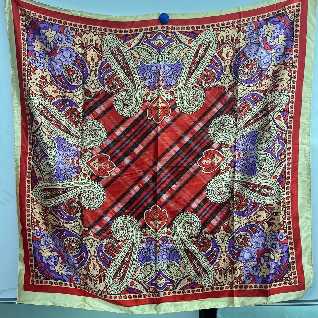Printed Satin Square Hijab Scarf