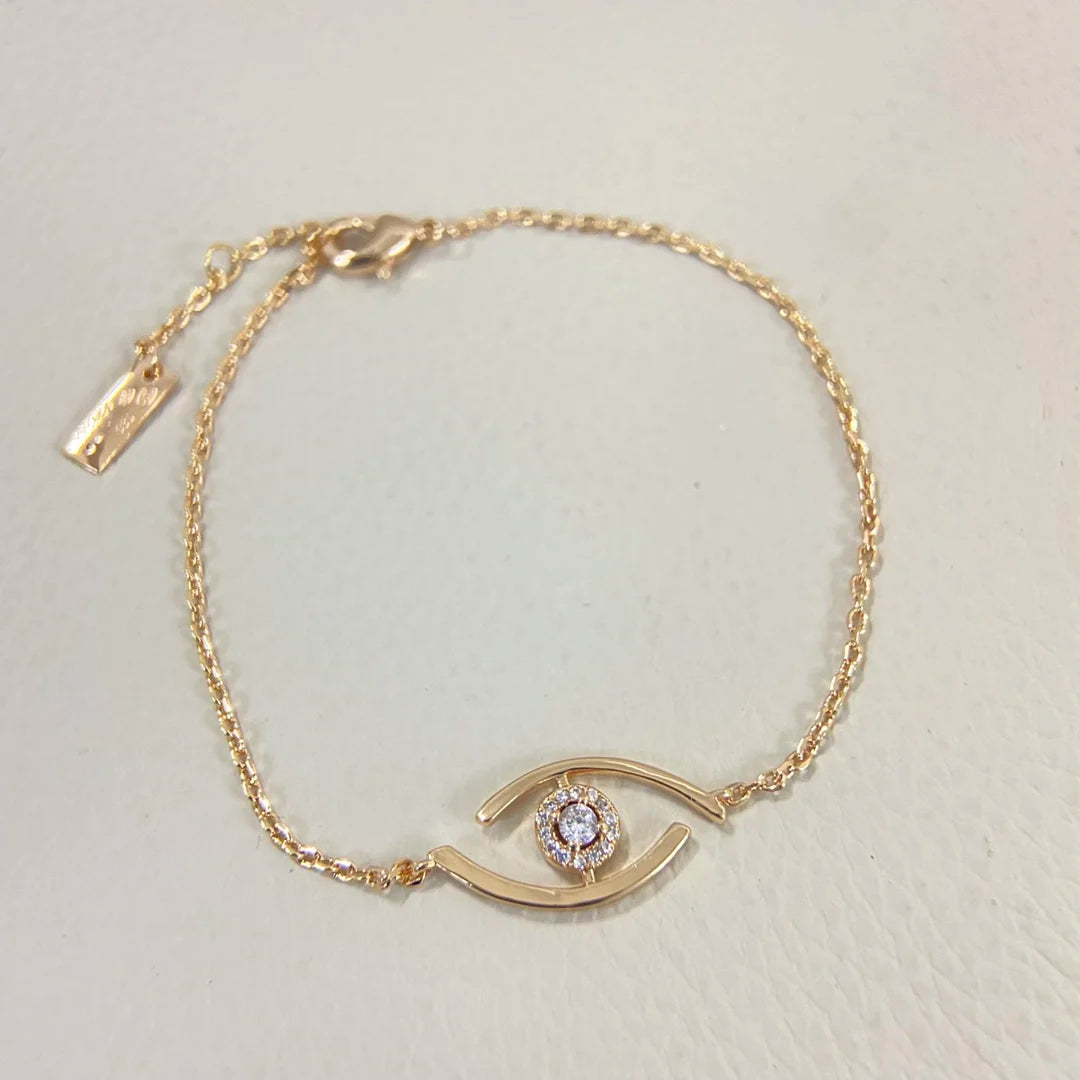Rose Gold Evil Eye Charm Bracelet