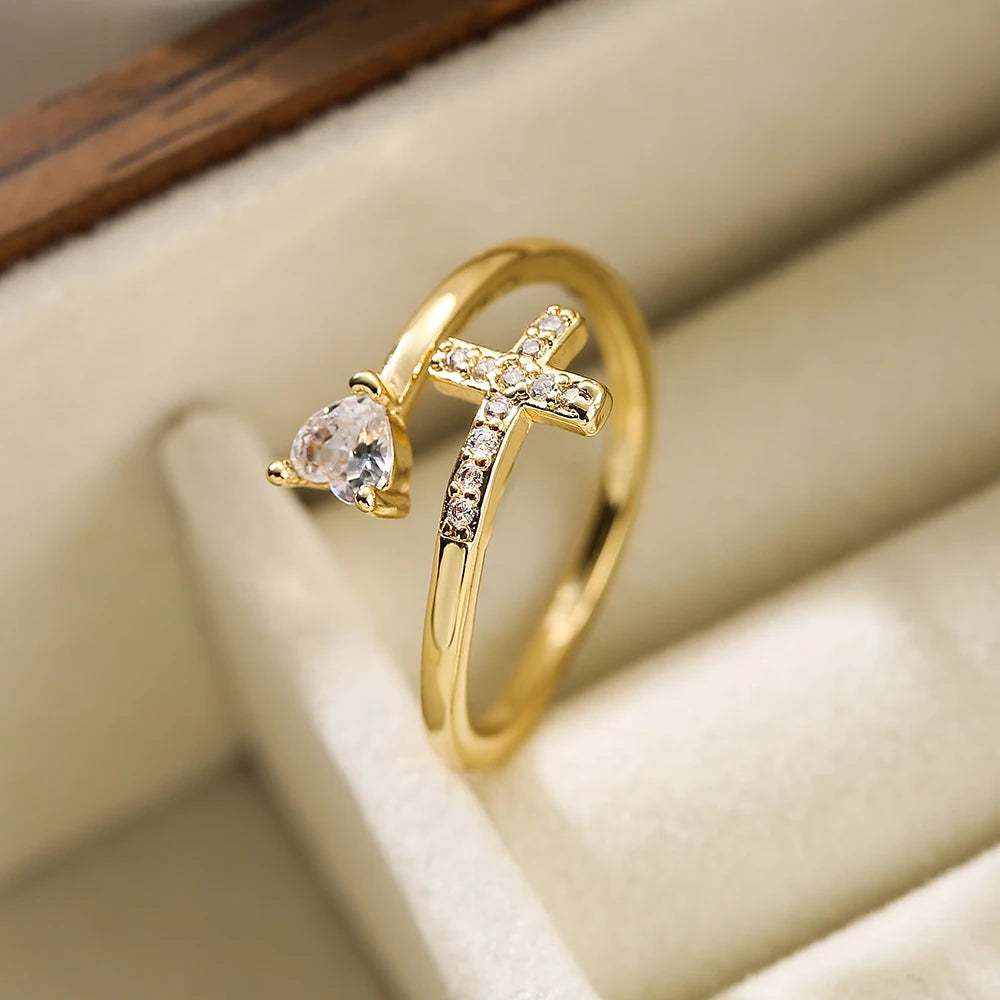 Crystal Evil Eye Cross Ring