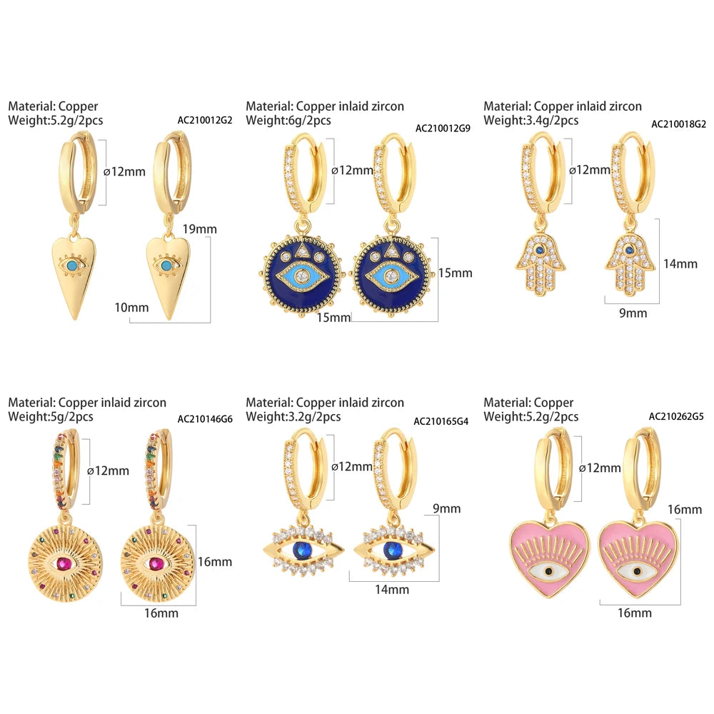 Evil Eye Heart Hoop Earrings