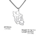 Silver pendant necklace with chain on a white background