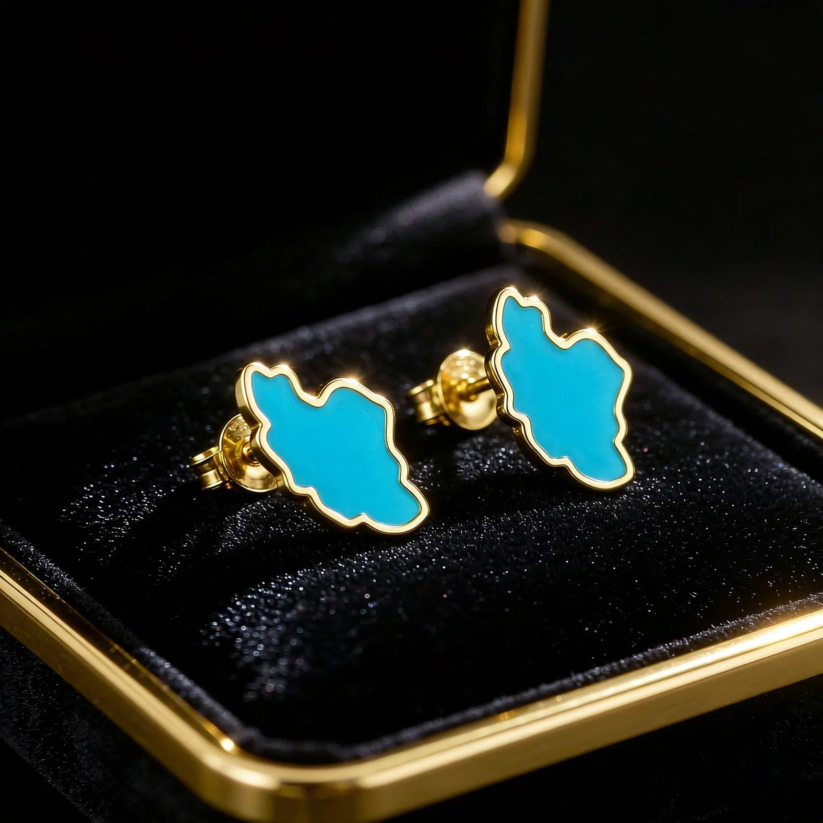 Iran Map Turquoise Stud Earrings