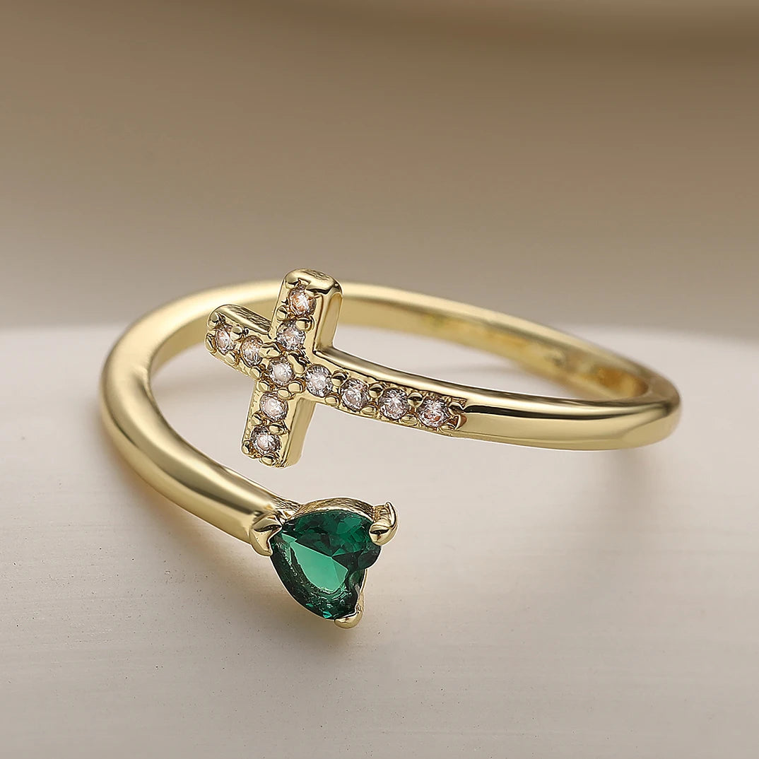 Crystal Evil Eye Cross Ring