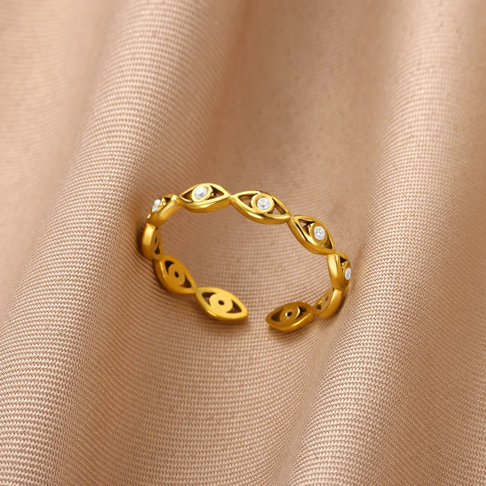 Green Zircon Evil Eye Ring