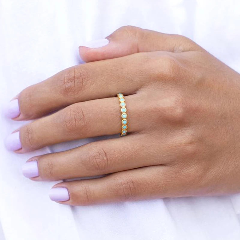 Turquoise Crystal Gold Ring