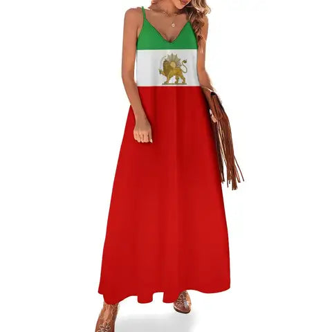 Iran Lions Print Casual Long Dress