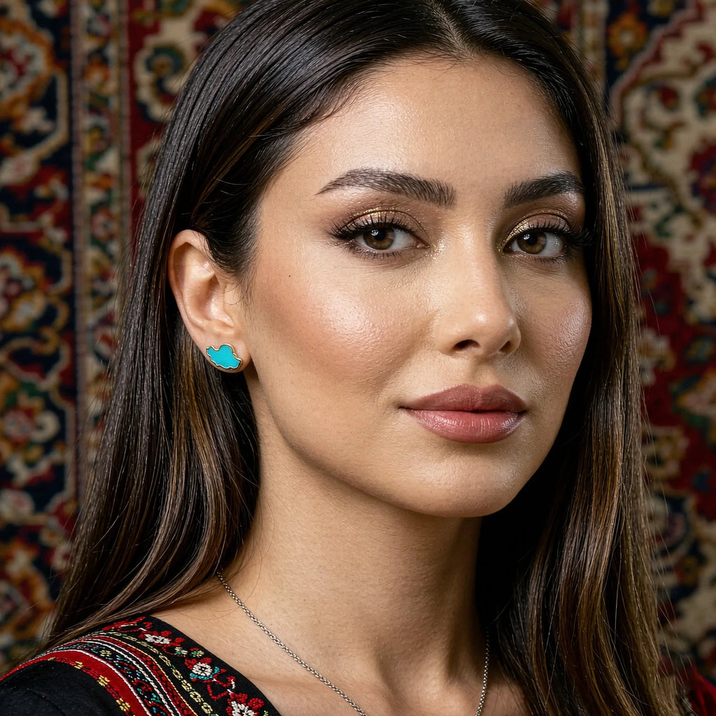 Iran Map Turquoise Stud Earrings