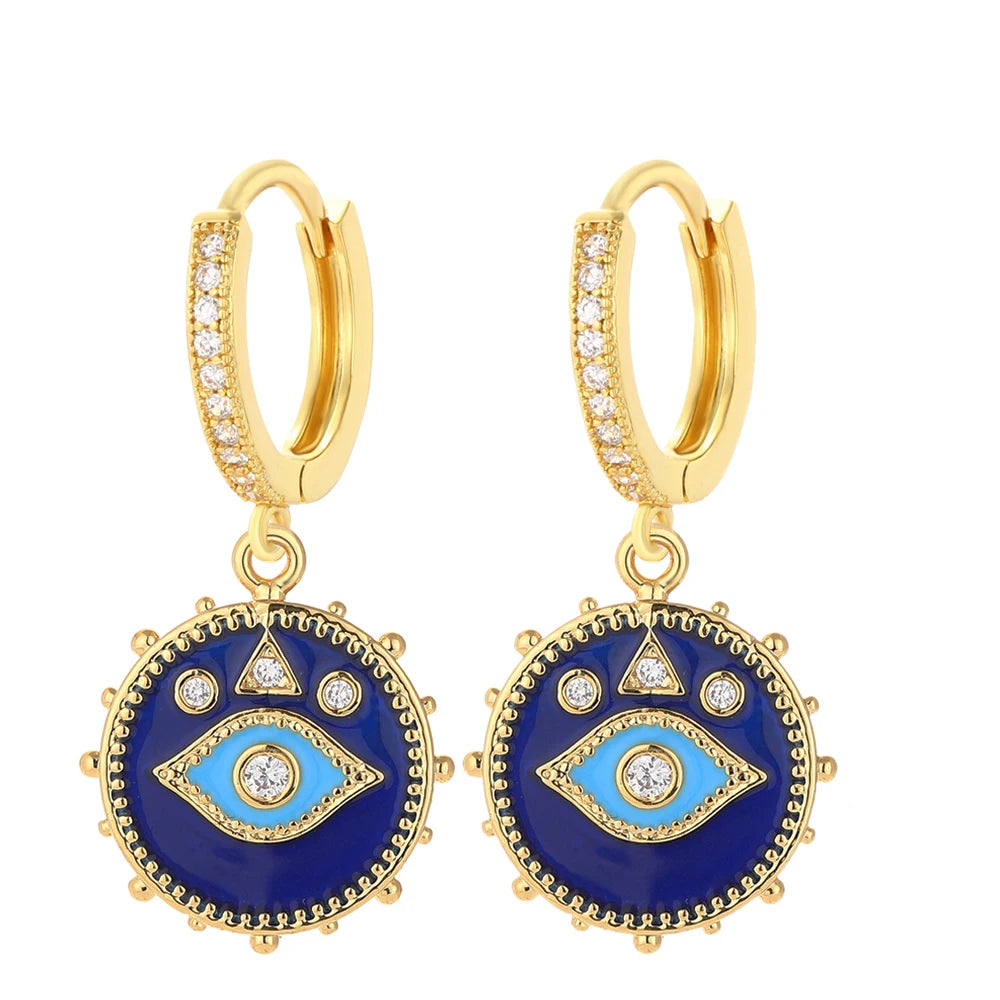 Evil Eye Heart Hoop Earrings by Adrissa Design — view 4