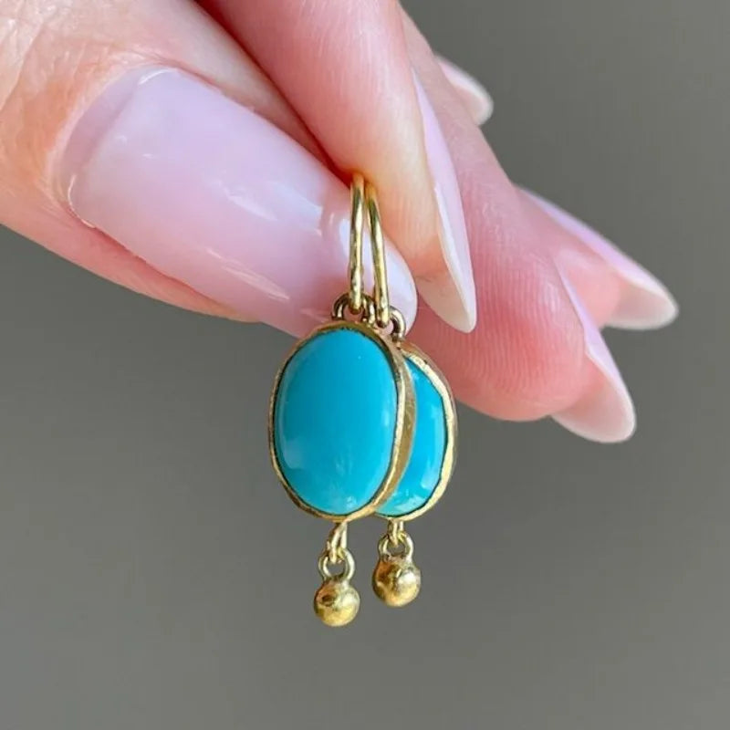 Oval Turquoise Dangle Earrings