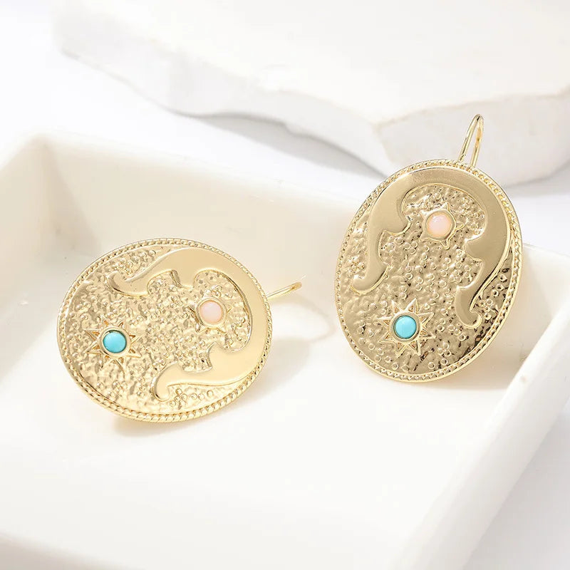 Vintage Ornate Turquoise Earrings by Adrissa Design — view 3