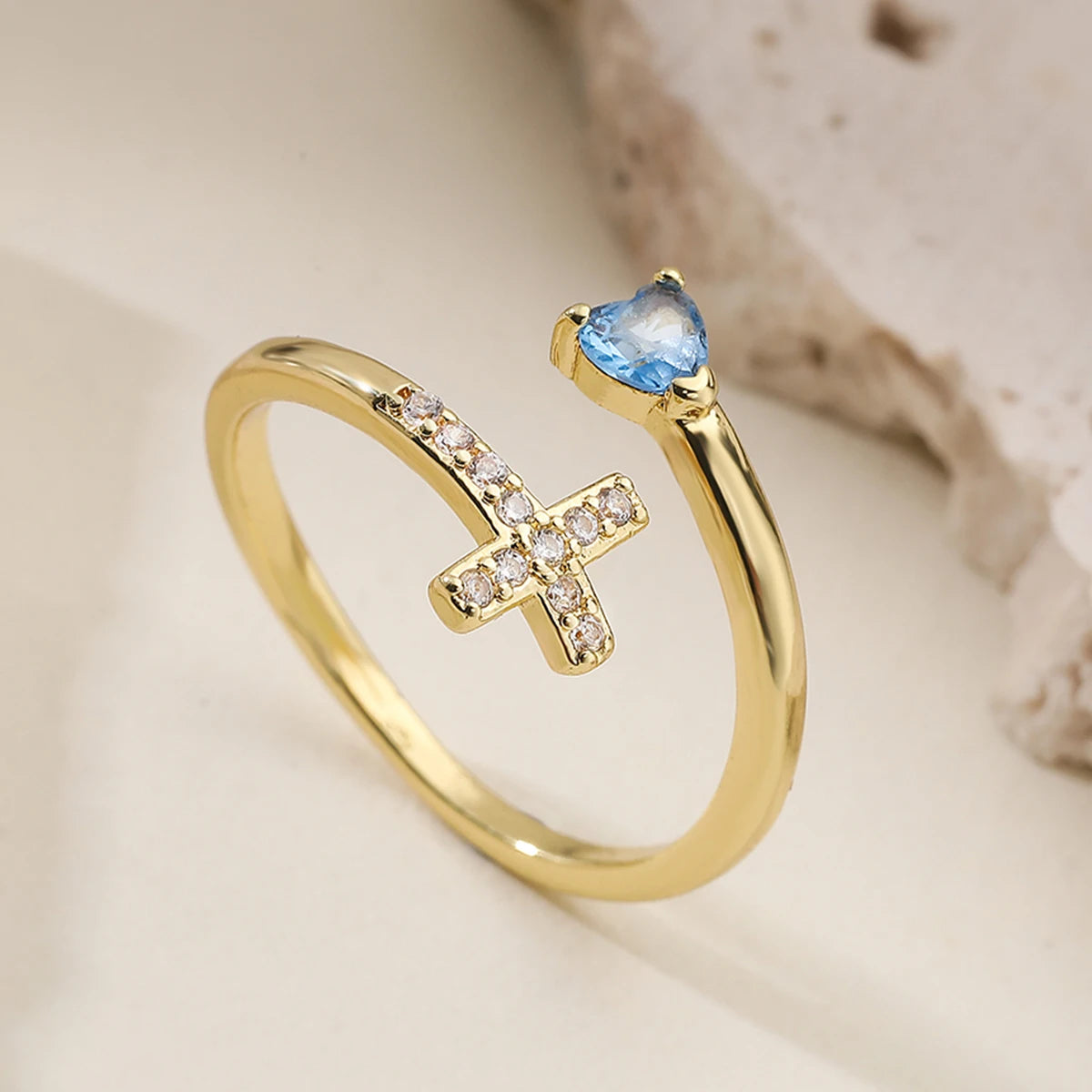 Crystal Evil Eye Cross Ring