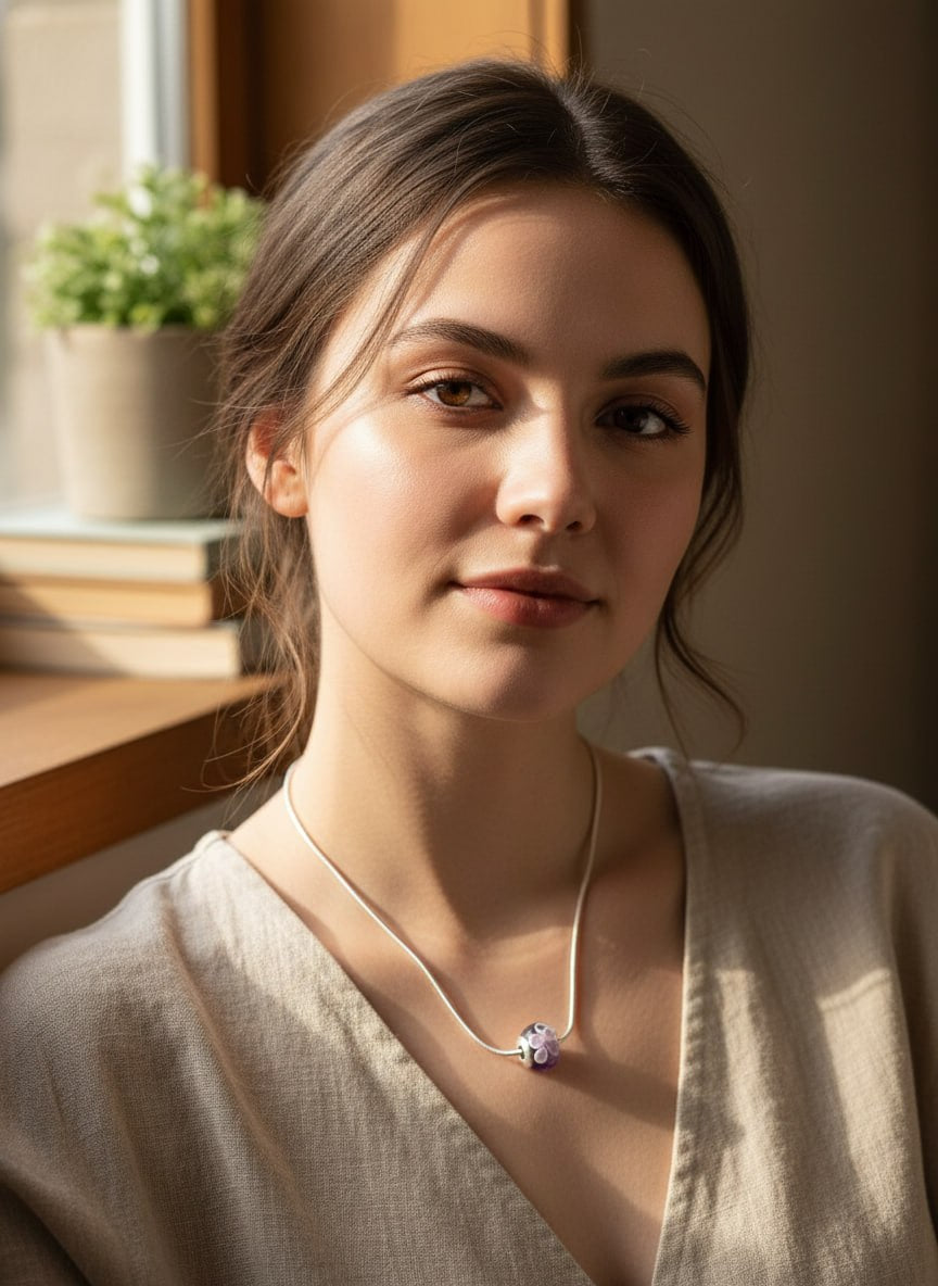 Amethyst Flower Bead Necklace
