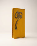 Mustard long wallet with Persian calligraphy ornament