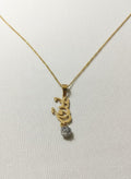 Gold eshgh calligraphy necklace with clear stone