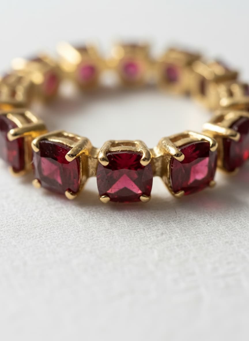 Garnet Square Stack Ring