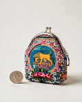 Coin purse with gold lion medallion print