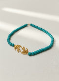 Turquoise Beaded Calligraphy Centerpiece Necklace