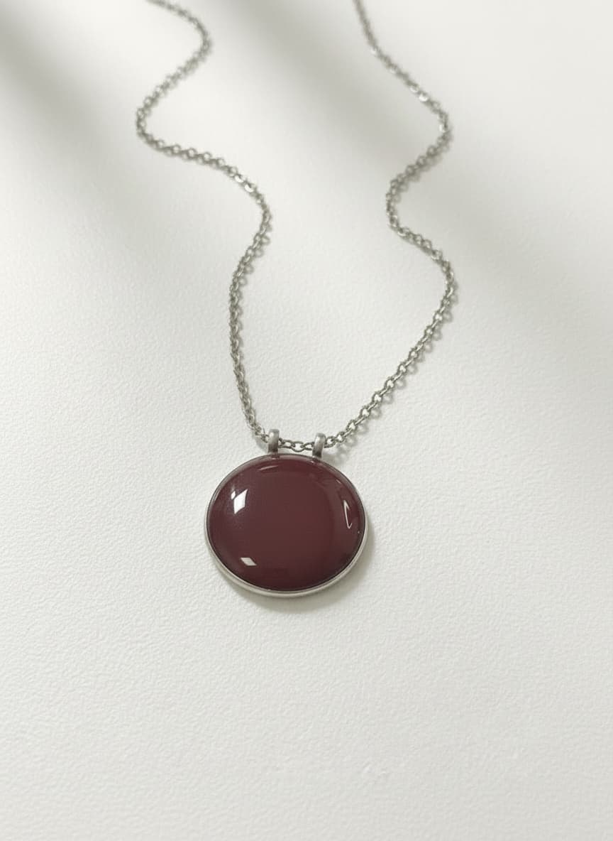 Garnet Circle Pendant Necklace